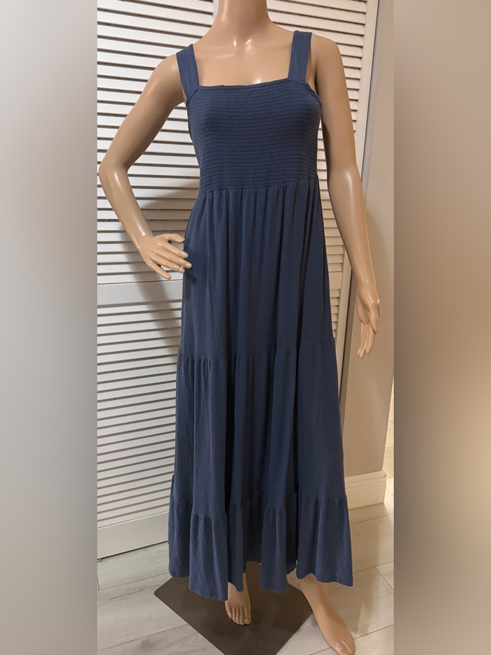 Nation LTD Blue Smocked Maxi Dress – Size XL, Made in Peru